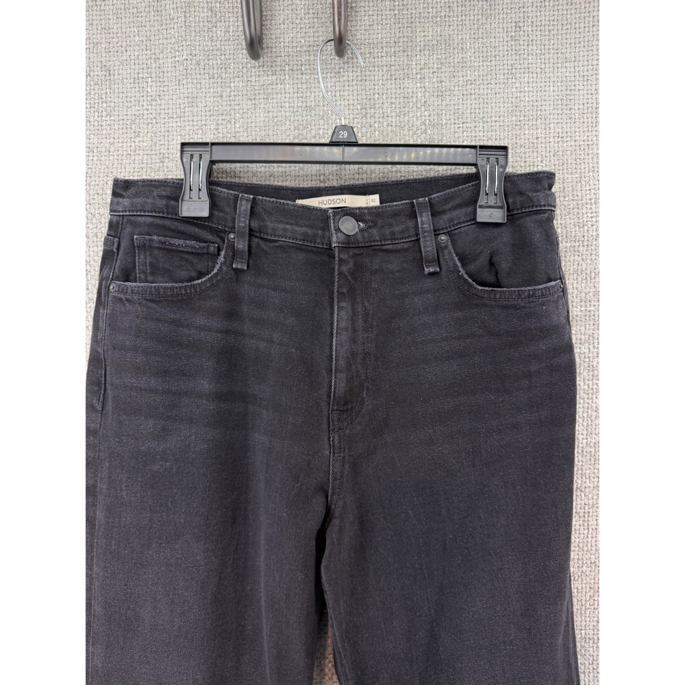 Hudson Remi Women's‎ Size 32 High Rise Straight Leg Jeans Black Raw Hem Stretch - Picture 3 of 10